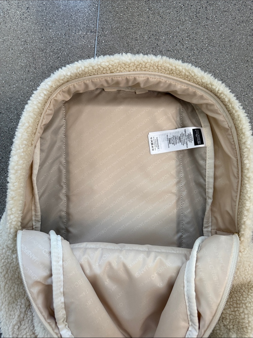 Jansport Black and Cream Sherpa Backpack - Picture 3 of 3